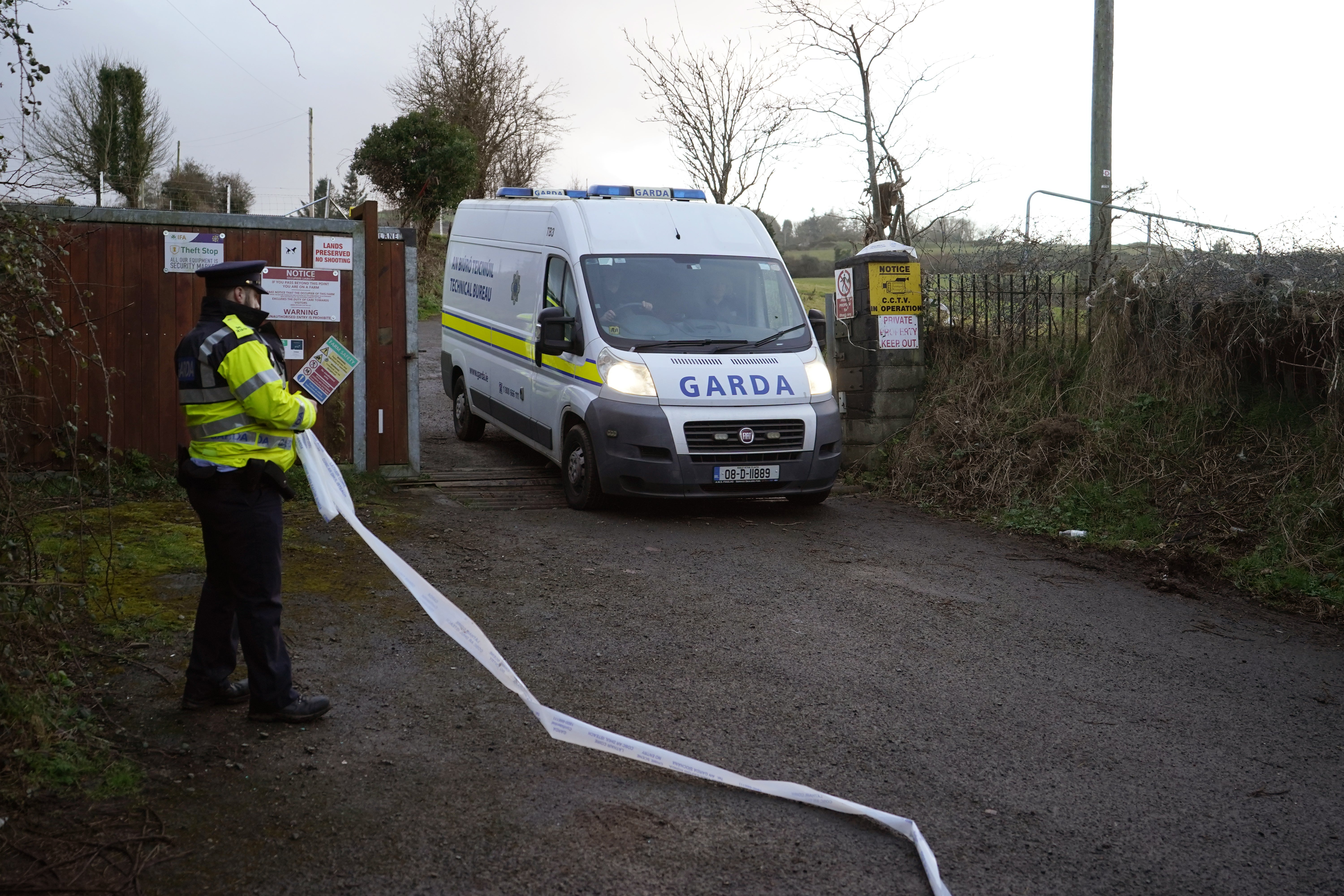 Garda at the scene of the shooting on farmland in Dublin (Niall Carson/PA)