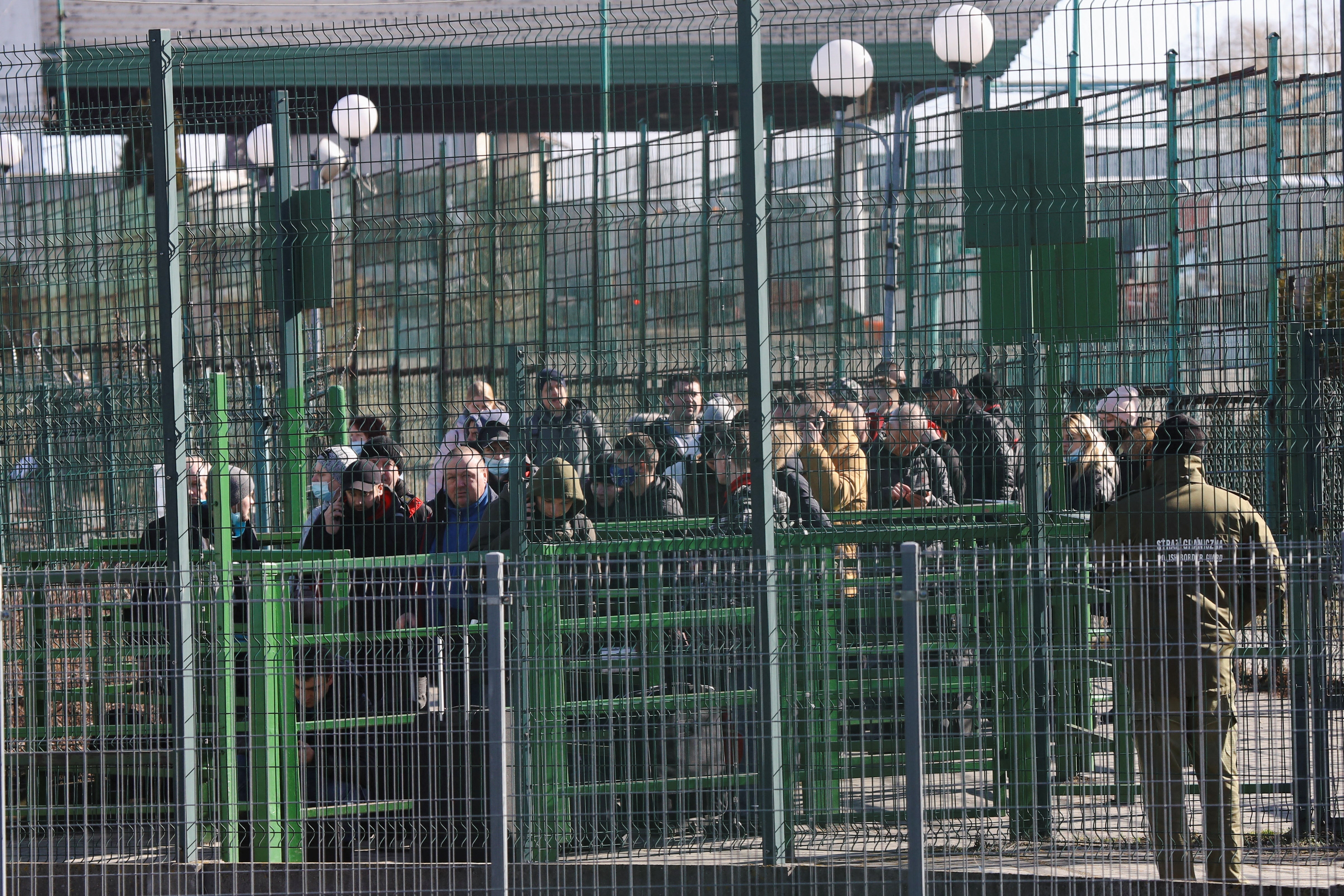 Queues at the Ukraine-Poland border crossing on Thursday