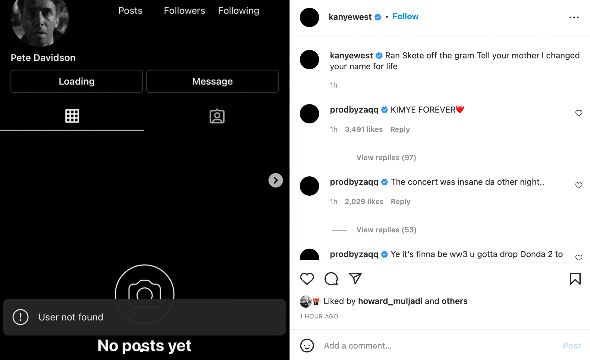 Kanye West shares Instagram post on 24 February
