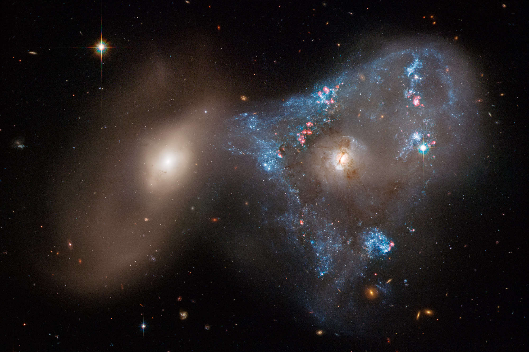 The Hubble telescope captures the stunning aftermath of two galaxies in collision