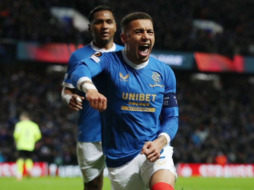 James Tavernier celebrates scoring for Rangers