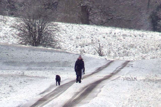 Snowy conditions in Northern Ireland’s County Fermanagh on Thursday (PA)