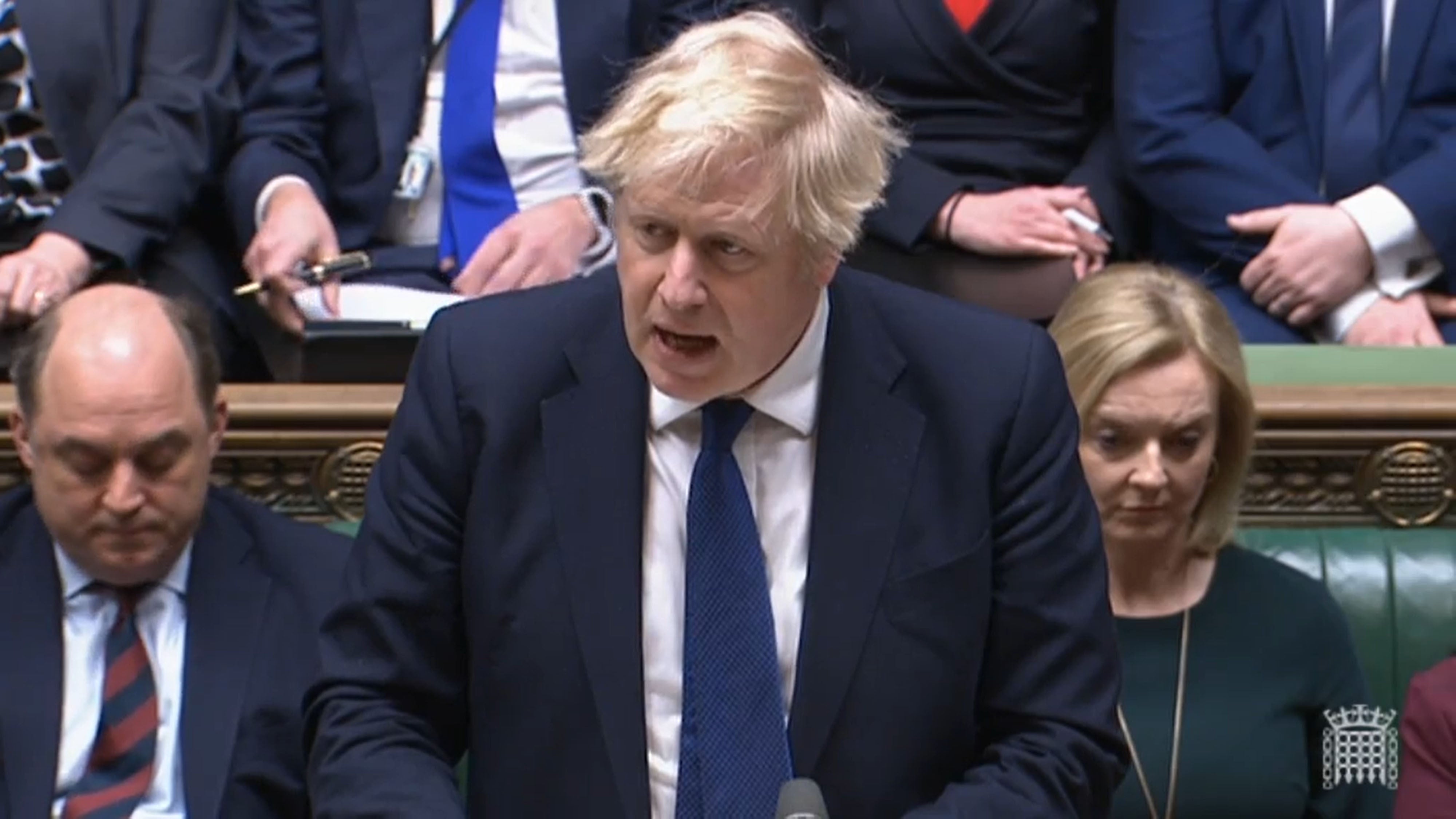 Prime Minister Boris Johnson updating MPs in the House of Commons on the latest situation regarding Ukraine (House of Commons/PA)