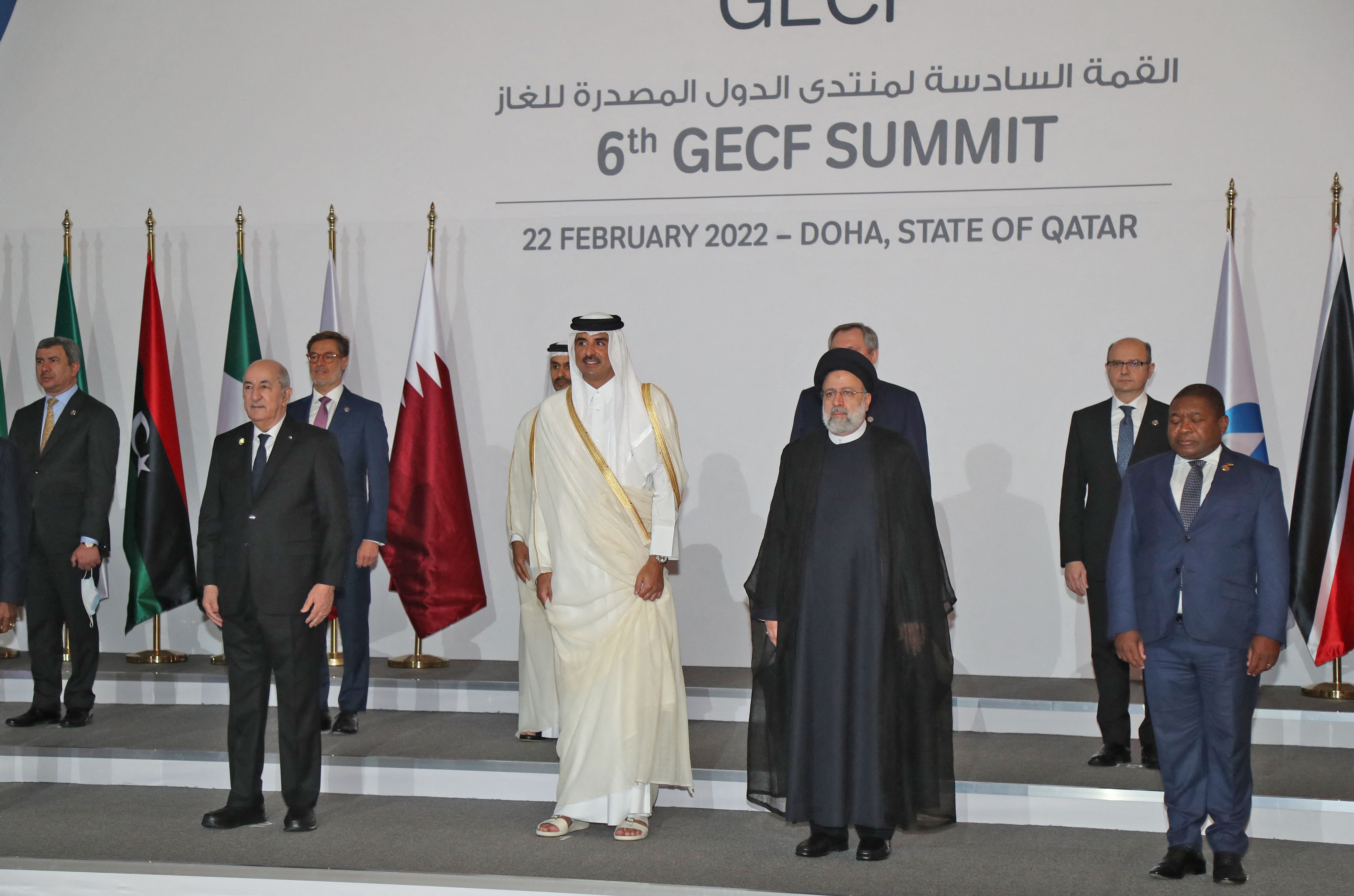 Leaders gather at the Gas Exporting Countries Forum (GECF) summit in Qatar’s capital Doha, 22 February 2022