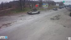 Russian troops wave Soviet Union flag from tanks inside Ukraine