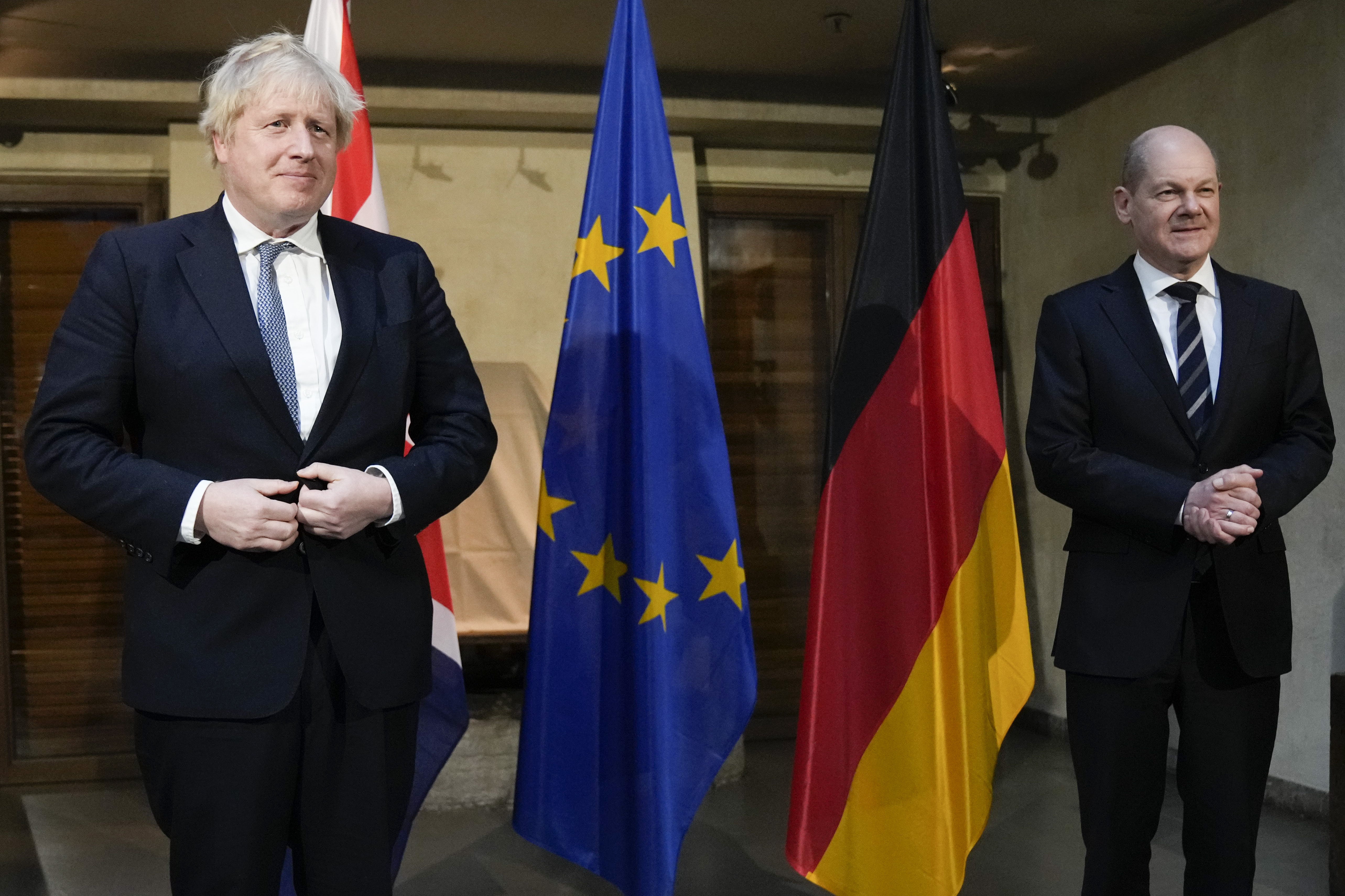 Prime Minister Boris Johnson and German Chancellor Olaf Scholz (Matt Dunham/PA)