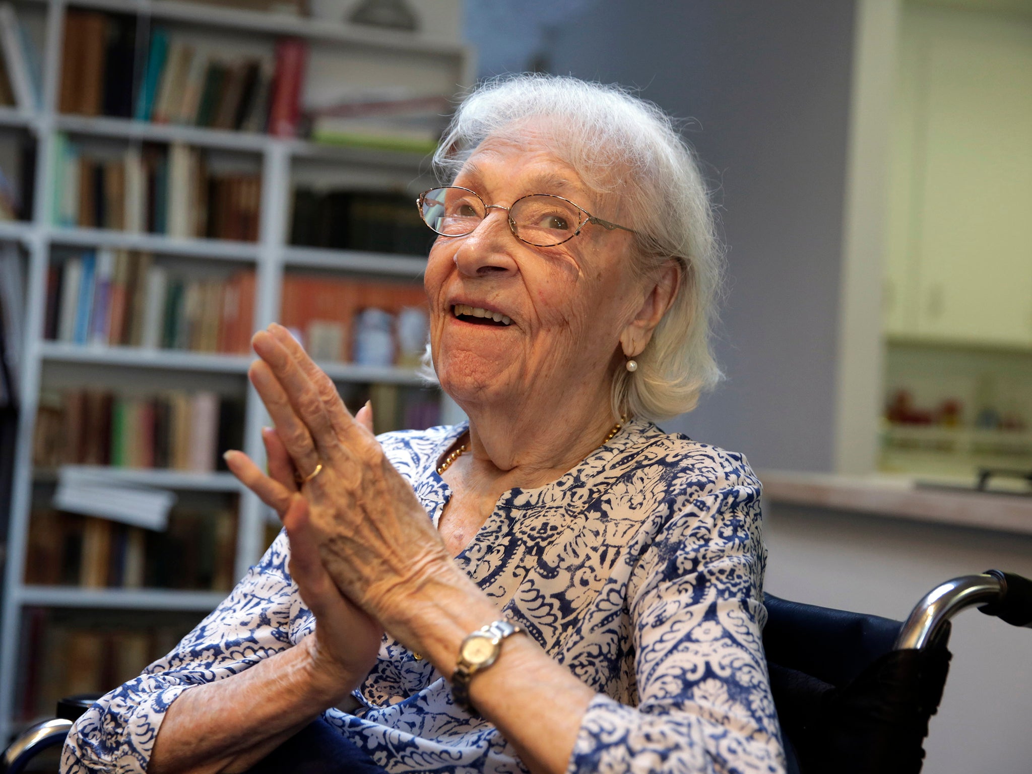<p>Herrera pictured just before her 100th birthday, in 2015 </p>