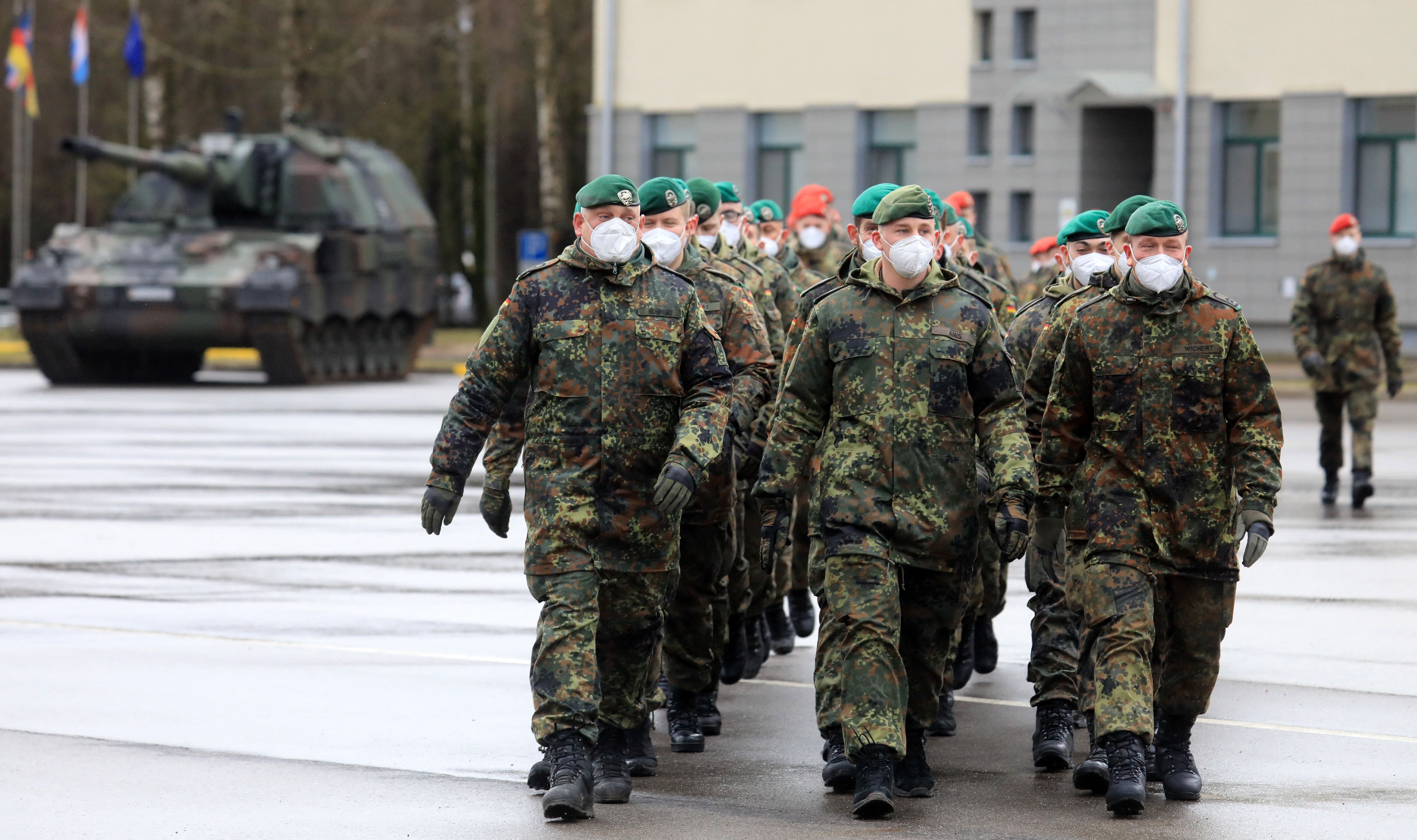 German soldiers in Nato’s enhanced forward presence battlegroup in Rukla, Lithuania