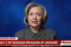 Hillary Clinton blames Trump for ‘giving aid and comfort’ to Putin before Ukraine invasion