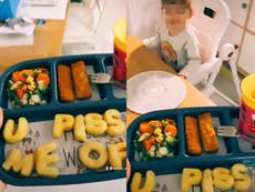 Mother’s ‘mean’ message to toddler spelled out in food sparks debate