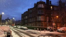 UK weather: Snow blankets Glasgow as temperatures plunge amid Storm Gladys