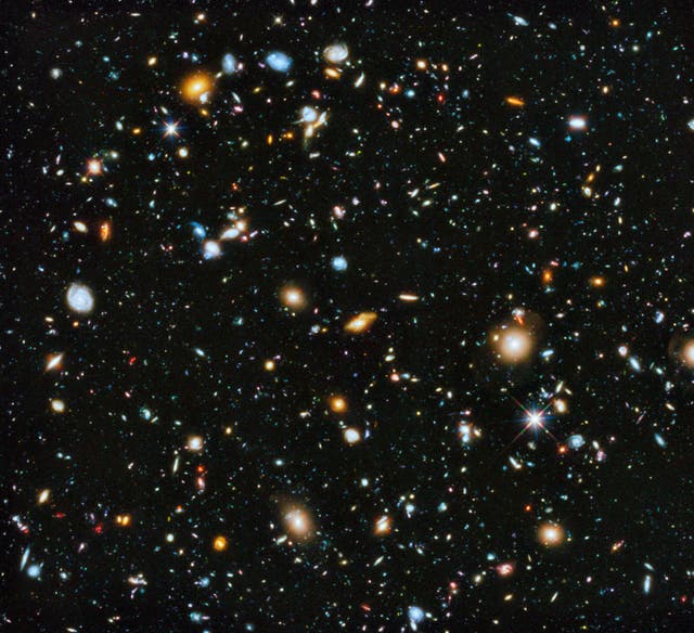 <p>Distant galaxies seen in the Hubble Ultra Deep Field survey</p>