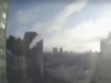 Ukraine-Russia war: CCTV shows moment missile hits tower block in Kyiv