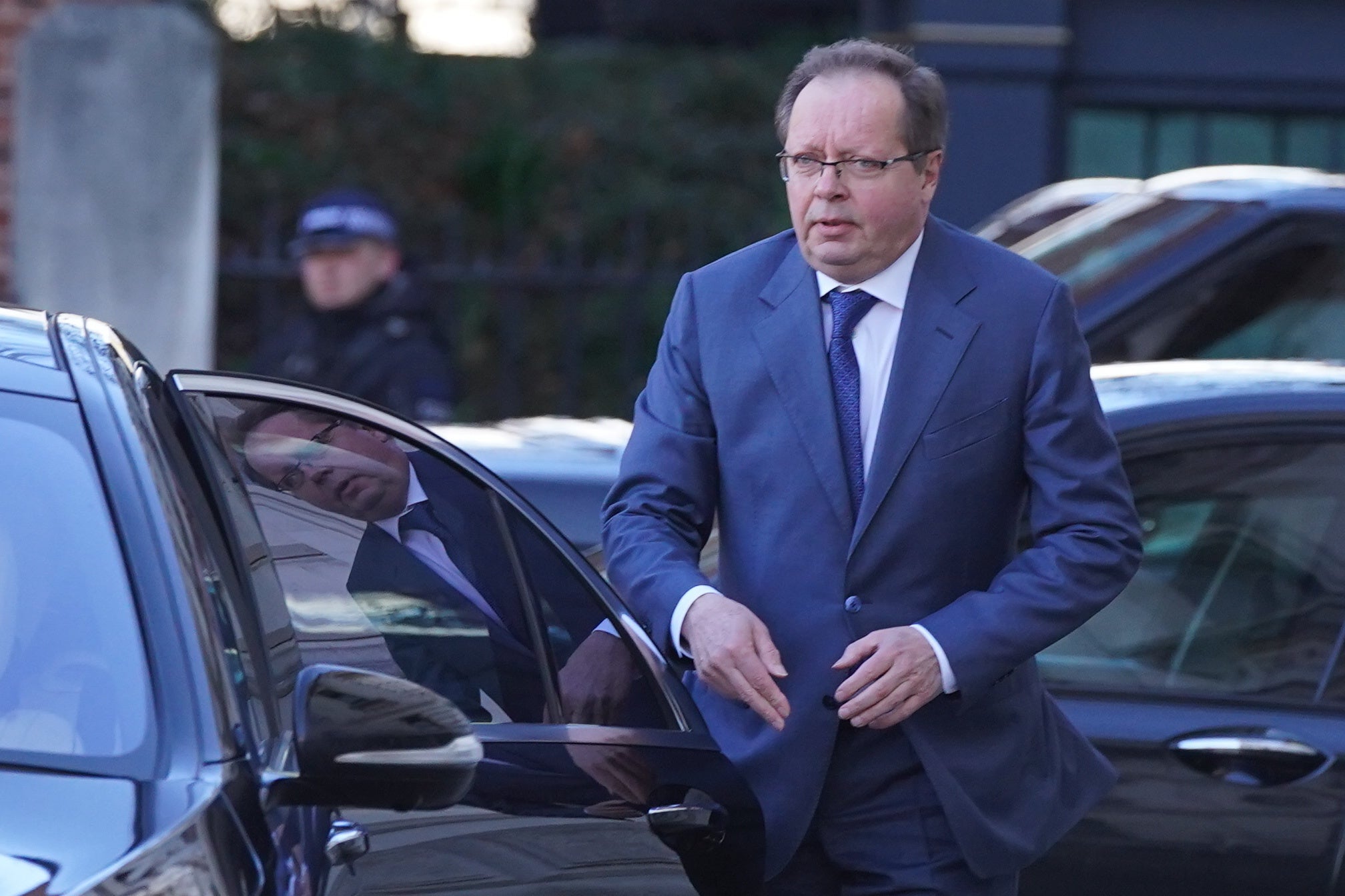 Russian Federation ambassador leaving the Foreign Office after being summoned by Liz Truss on 24 February, 2022