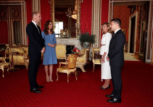 The Duke and Duchess of Cambridge meet Volodymyr Zelensky and his wife Olena at Buckingham Palace (Jonathan Brady/PA)