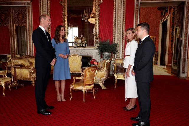 The Duke and Duchess of Cambridge meet Volodymyr Zelensky and his wife Olena at Buckingham Palace (Jonathan Brady/PA)