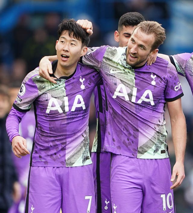 Tottenham’s Son Heung-min and strike partner Harry Kane broke the Premier League record for goal combinations in the win at Leeds (Zac Goodwin/PA)