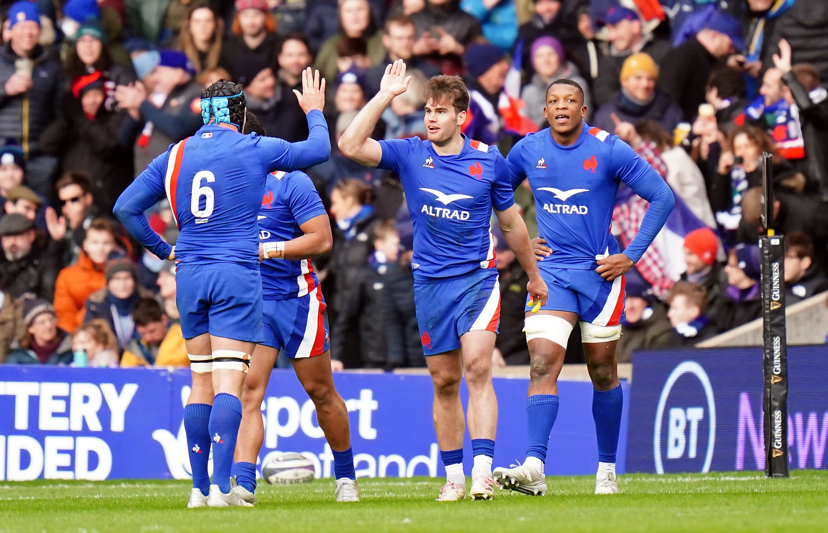 Damian Penaud scored two tries for France in the 36-17 win over Scotland