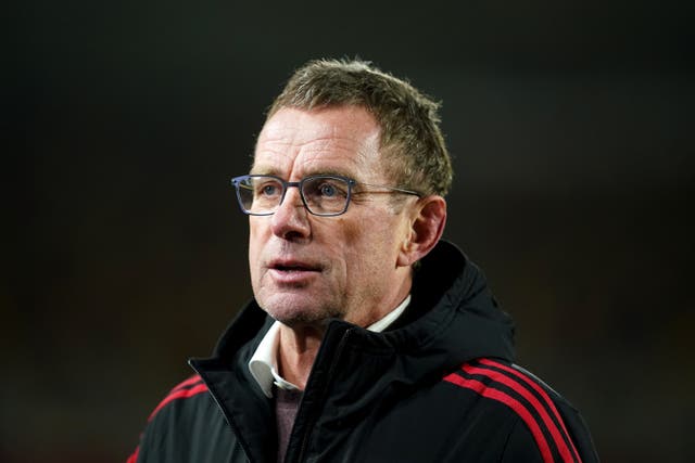 <p>Ralf Rangnick saw his Manchester United side spurn a host of chances </p>