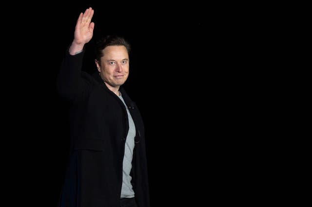 <p>Elon Musk gestures as he speaks during a press conference at SpaceX's Starbase facility near Boca Chica Village in South Texas on February 10, 2022</p>