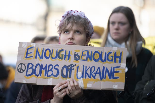 Protests have been taking place in Scotland against Russia’s invasion of Ukraine (Lesley Martin/PA)