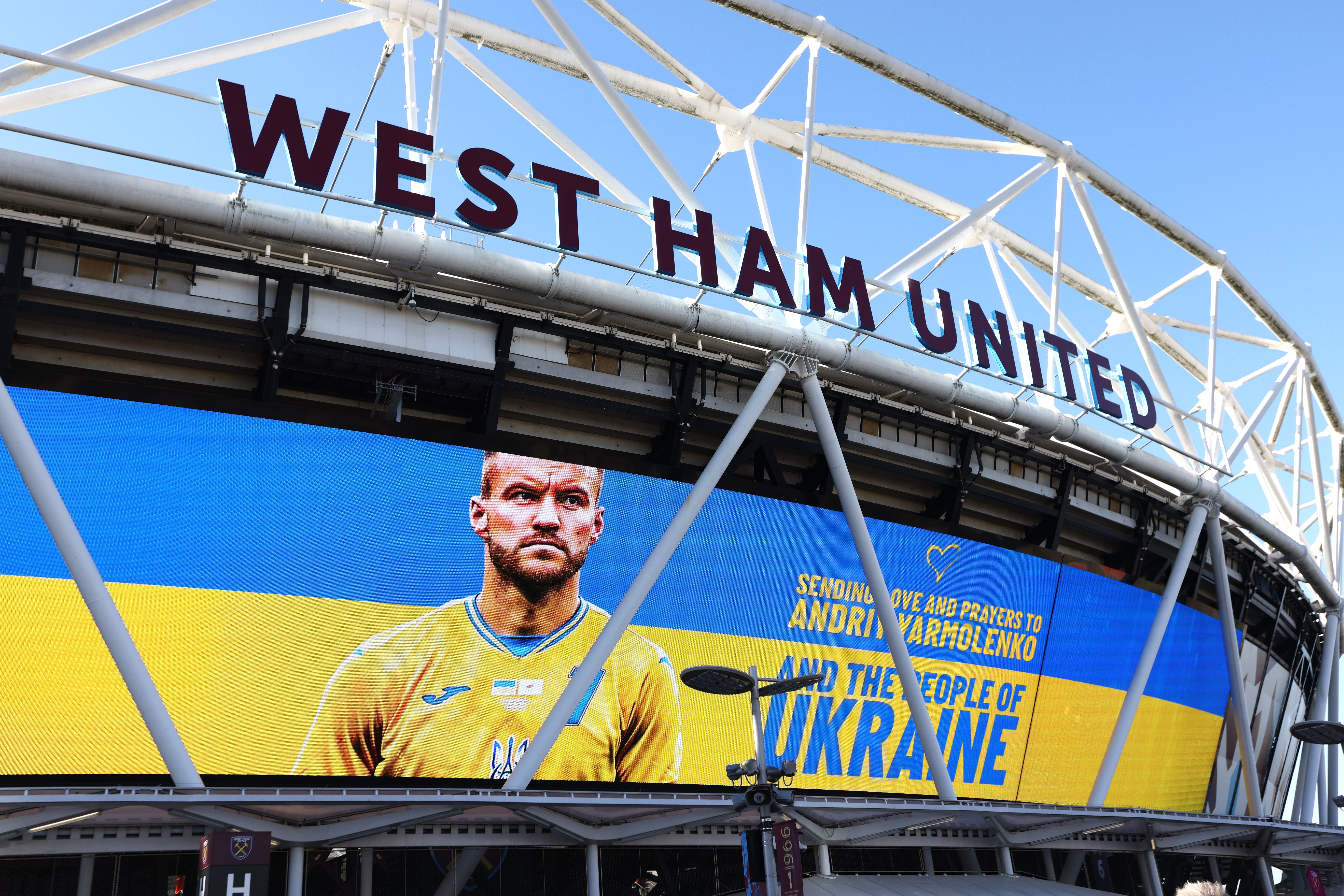 West Ham displayed a message of support to Andriy Yarmolenko