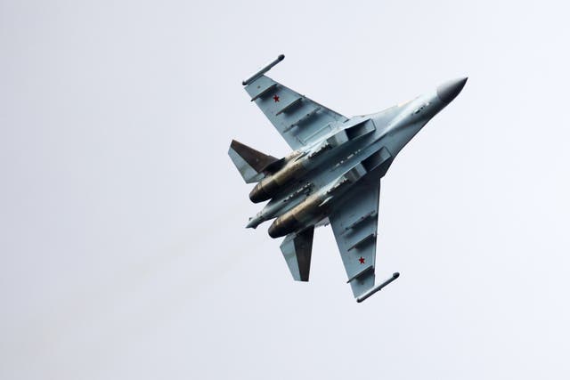 <p>A Sukhoi Su-35S fighter jet of the Russian Aerospace Forces takes part in the Allied Resolve 2022 joint military drills held by Belarusian and Russian troops at the Obuz-Lesnovsky training ground</p>