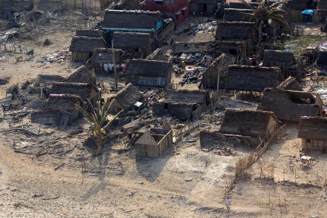 <p>An aerial view of the town of Mananjary, in the aftermath of Cyclone Batsirai, in Mananjary, Madagascar, February 7, 2022</p>
