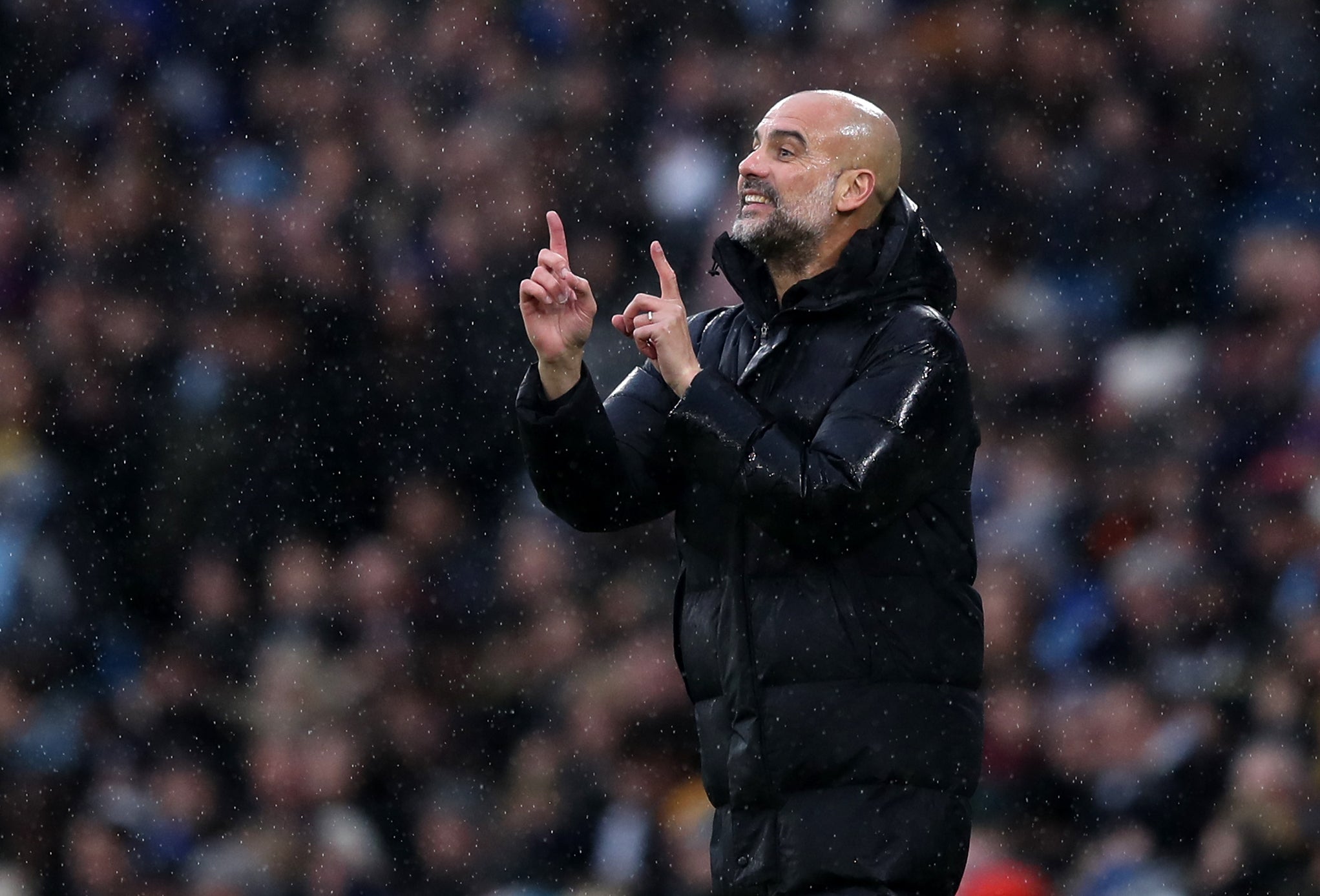 Manchester City manager Pep Guardiola believes his side will probably have to win all their remaining matches to be Premier League champions again (Isaac Parkin/PA)