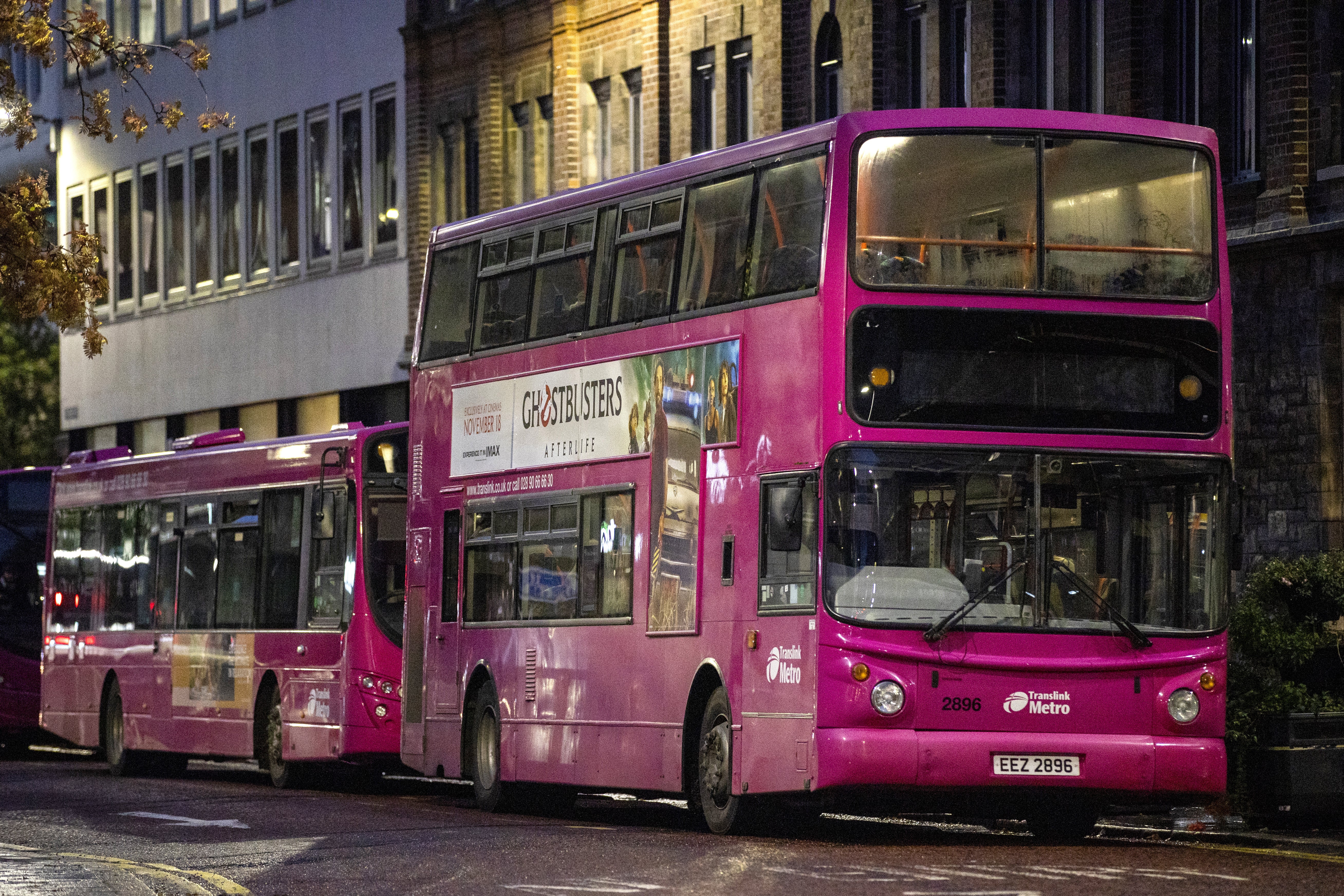 Translink Metro buses in parked in Belfast City centre (Liam McBurney/PA)