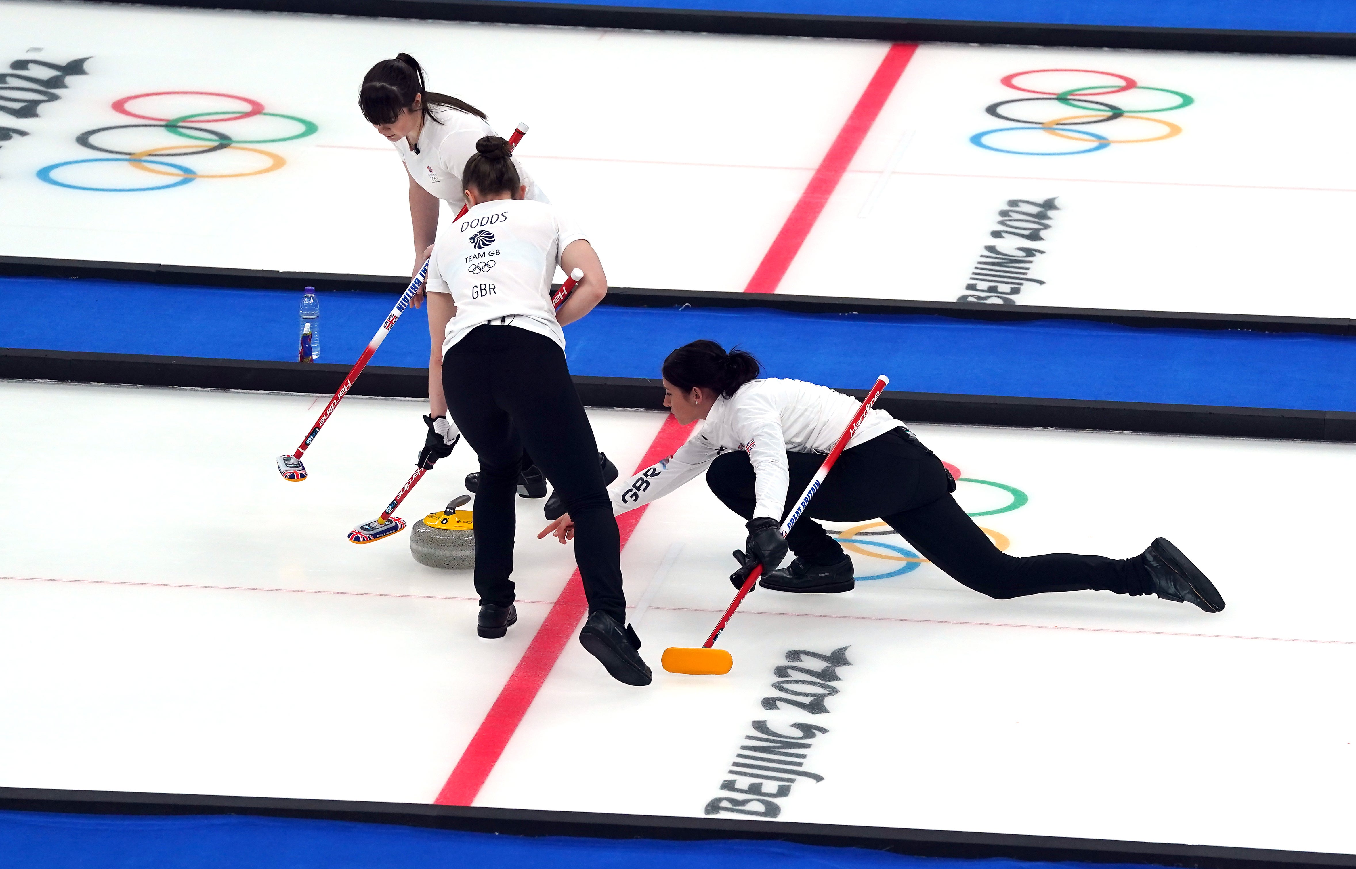 Great Britain’s Eve Muirhead plays the final stone in the Women’s Gold Medal Game (Andrew Milligan/PA)