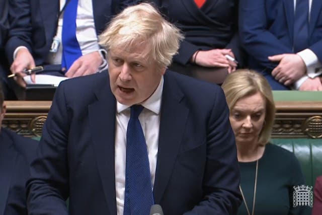 Prime Minister Boris Johnson updating MPs in the House of Commons on the latest situation regarding Ukraine (PA)