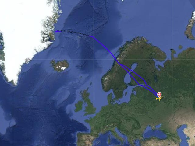 <p>Aeroflot flight 124 turned back midway through</p>