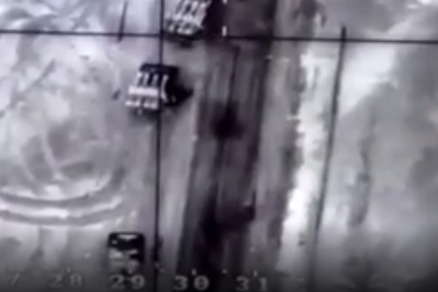 <p>The first ever footage of Ukraine air strikes on Russian forces using Turkish drone</p>