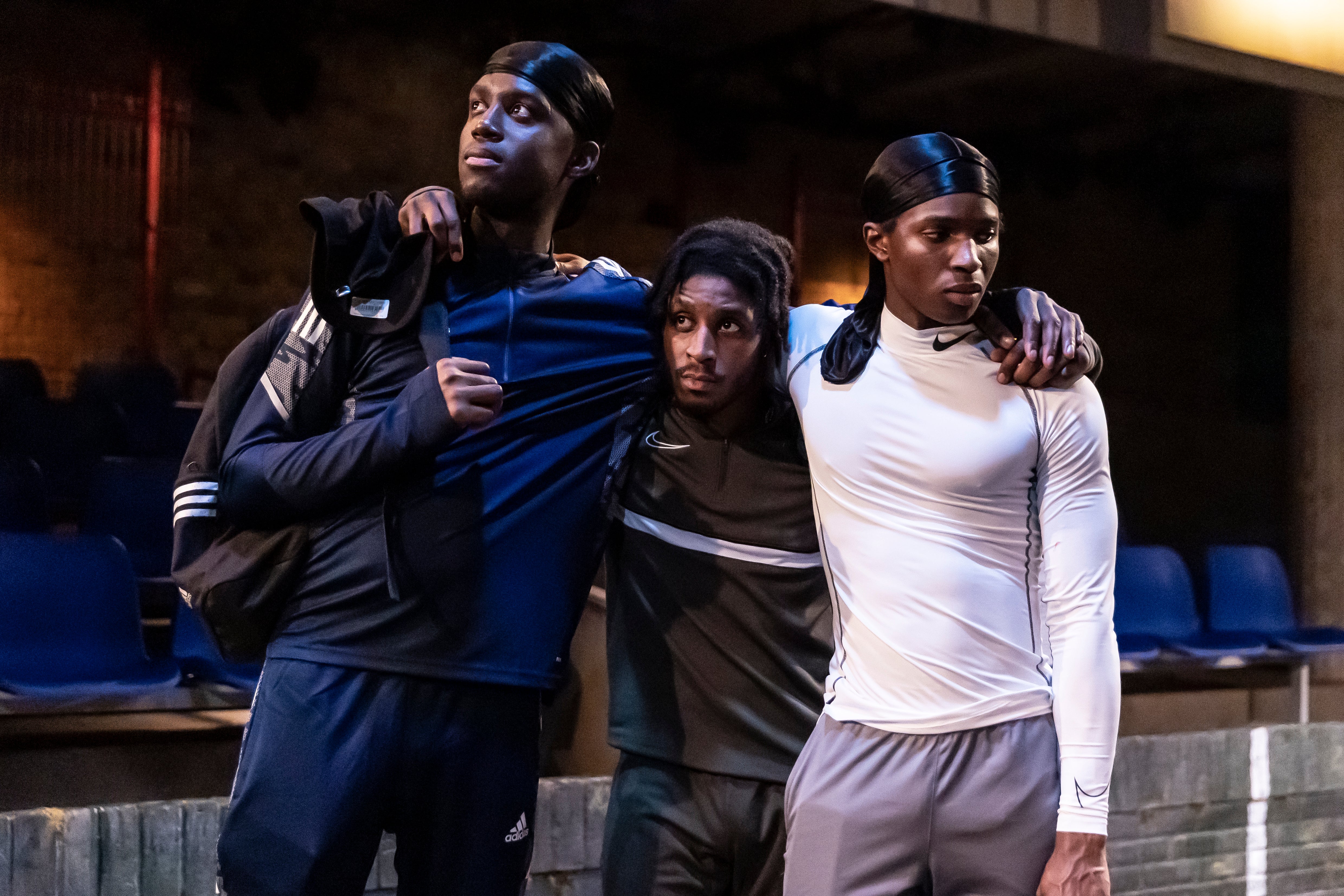 Emeka Sesay, Francis Lovehall and Kedar Williams-Stirling in ‘Red Pitch’