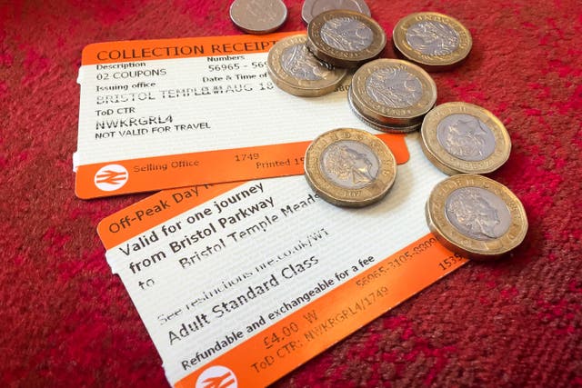 Train passengers in England and Wales will be hit with the largest fare rises in nearly a decade from Tuesday (Ben Birchall/PA)