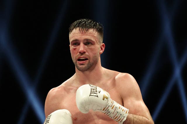 <p>Josh Taylor during his controversial split-decision win against Jack Catterall</p>