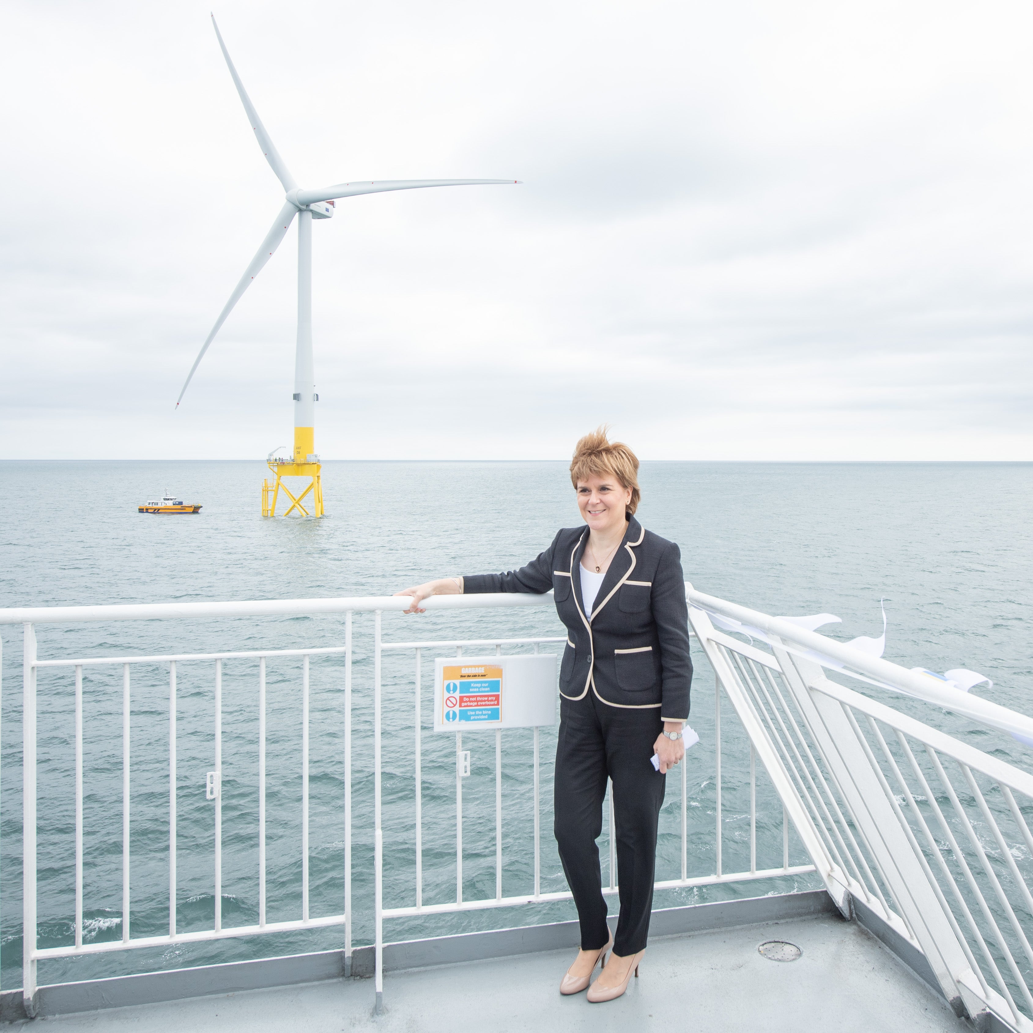 First Minister Nicola Sturgeon was attending the launch of a centre designed to help develop floating offshore wind farms (Michal Wachucik/PA)
