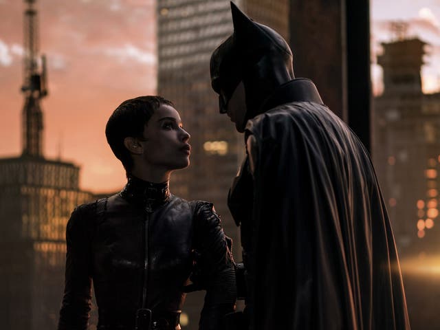 <p>Zoe Kravitz and Robert Pattinson in ‘The Batman’ </p>