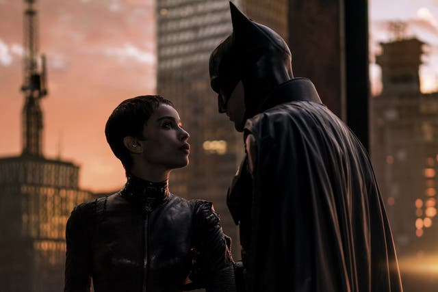 <p>Zoe Kravitz and Robert Pattinson in ‘The Batman’ </p>