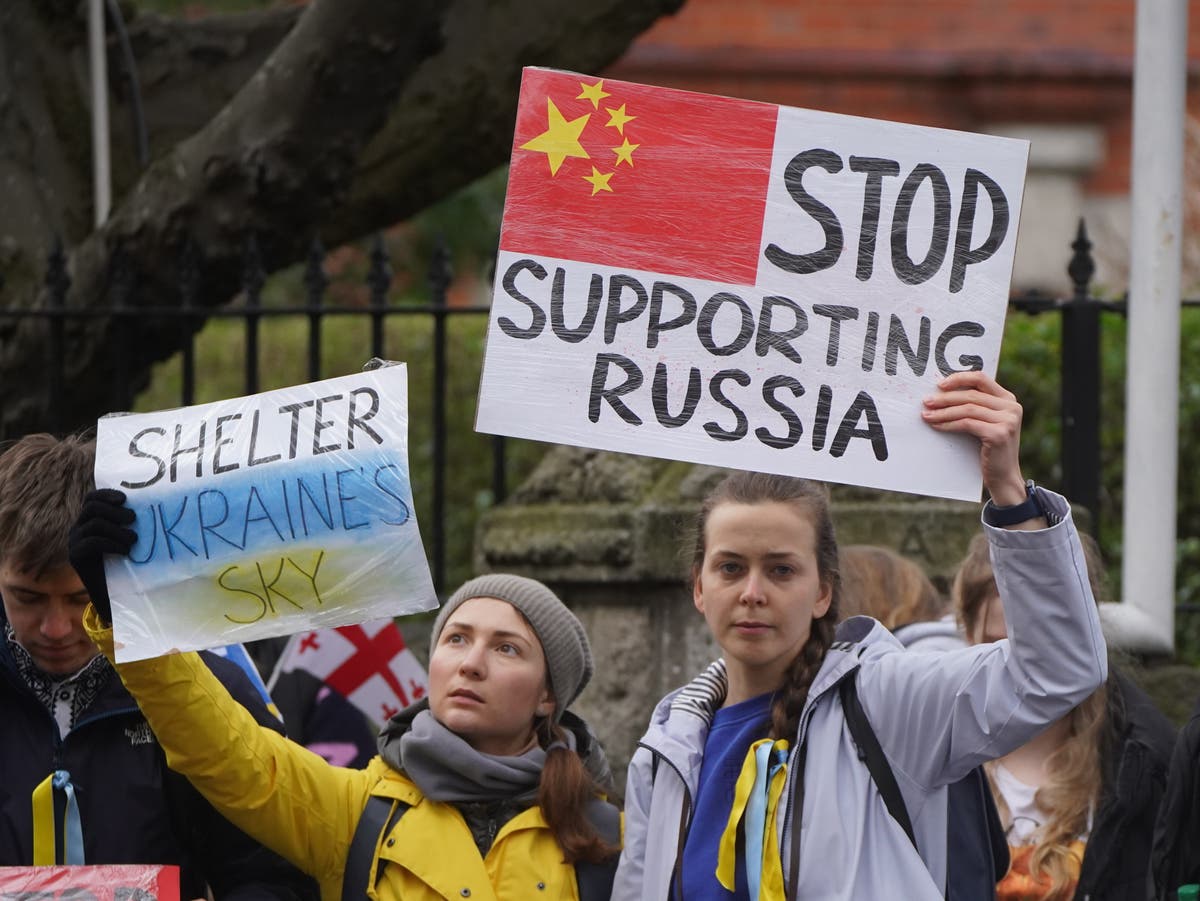 Ukrainian protesters in Dublin turn focus to Chinese Embassy Ukrainian protesters in Dublin turn focus to Chinese Embassy