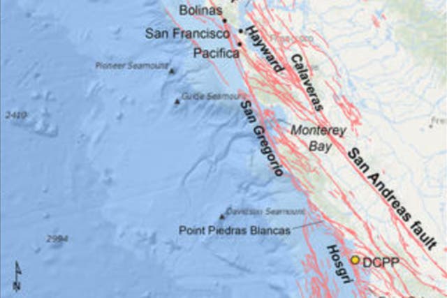 <p>A section of the San Andreas fault line, which runs from San Francisco to San Diego.</p>