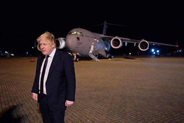 Prime Minister Boris Johnson is set to fly to Poland and Estonia on Tuesday to discuss the Ukraine crisis (Ben Birchall/PA)