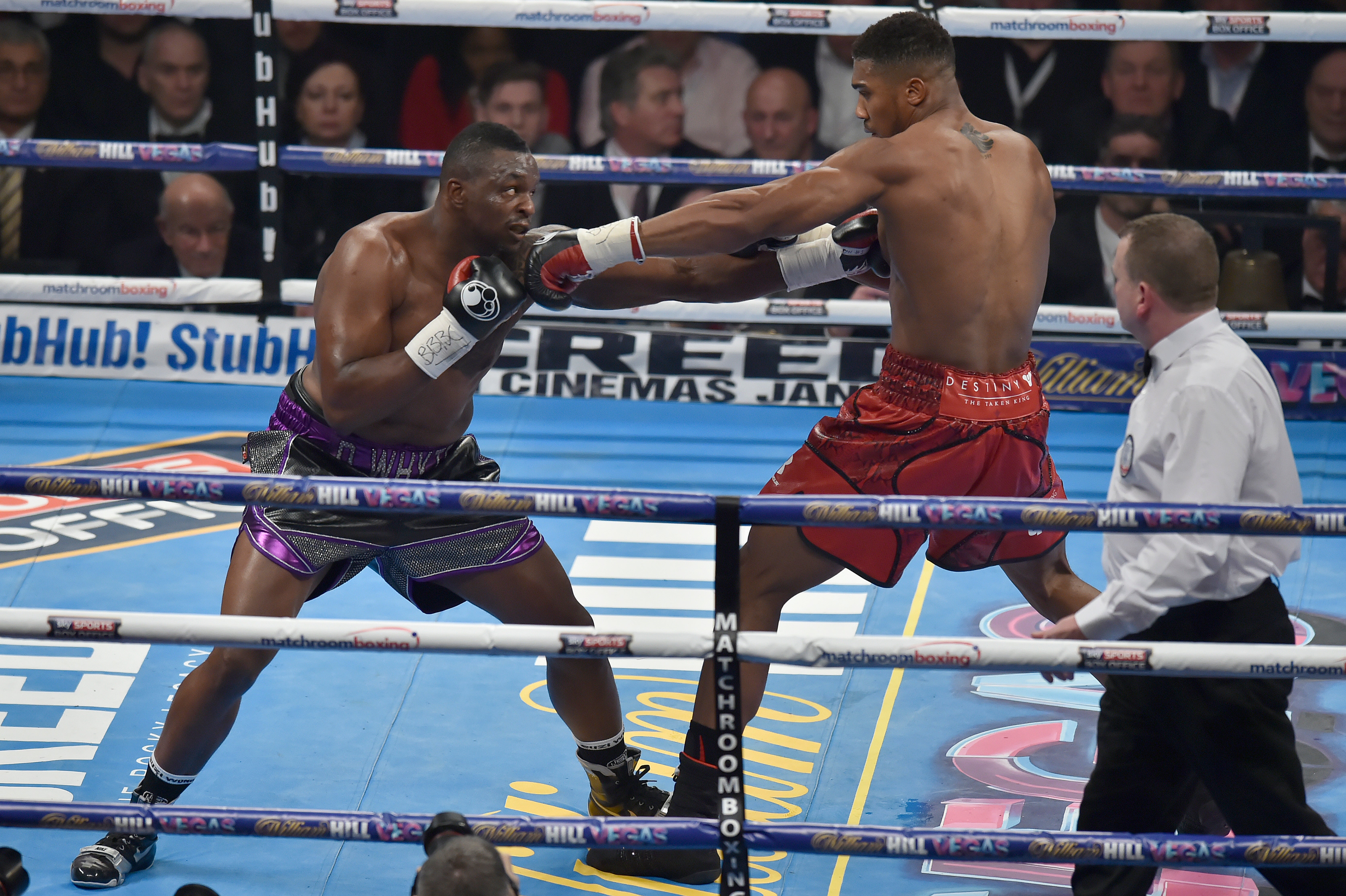 Anthony Joshua (right) is rooting for Dillian Whyte, who he beat in December 2015, against Tyson Fury