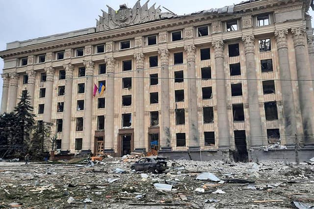 <p>City Hall building in Kharkiv attacked in Russian strikes on Tuesday</p>