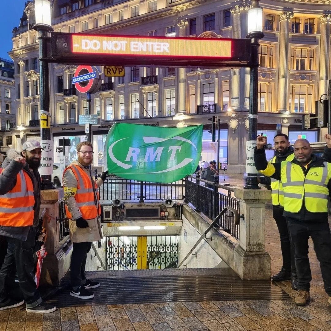 Striking workers at Oxford Circus