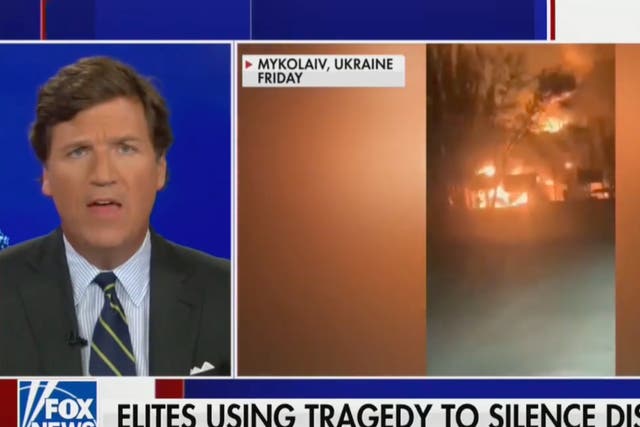 <p>Tucker Carlson claimed ‘elites’ and US allies of censoring ‘opinion’ on Ukraine war</p>