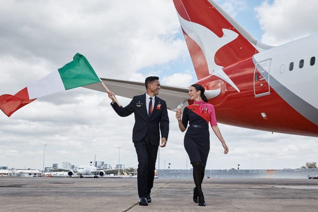 <p>Qantas uniforms shown in a promotional shoot</p>