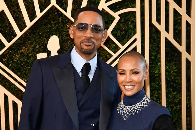 <p>Will Smith and Jada Pinkett Smith wore matching outfits at the 2022 SAG Awards</p>