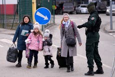 With men fighting in Ukraine, women and children flee alone